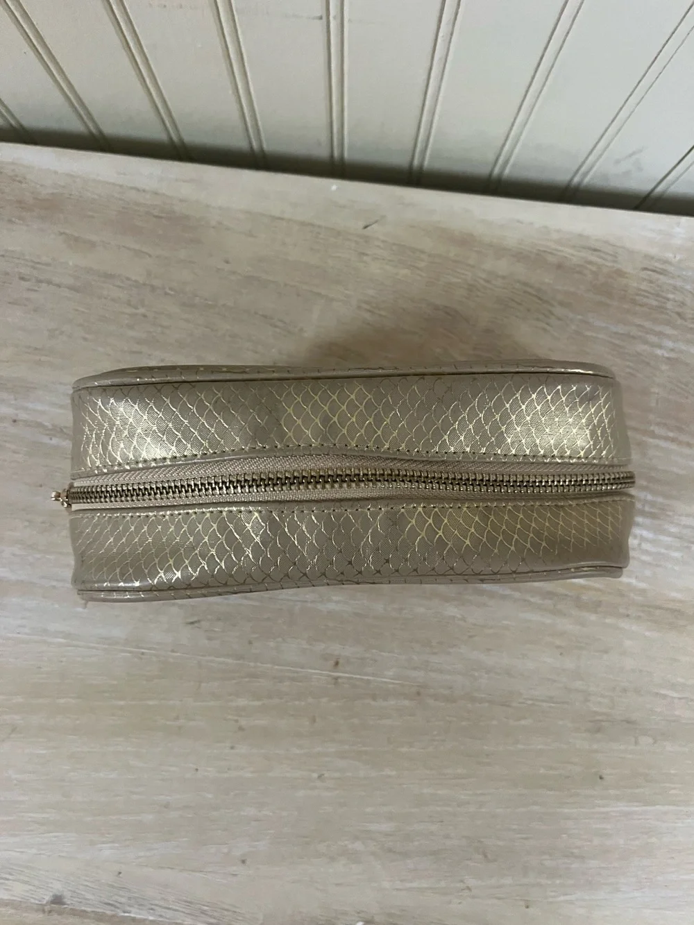Metallic Gold Textured Women's Cosmetic Pouch